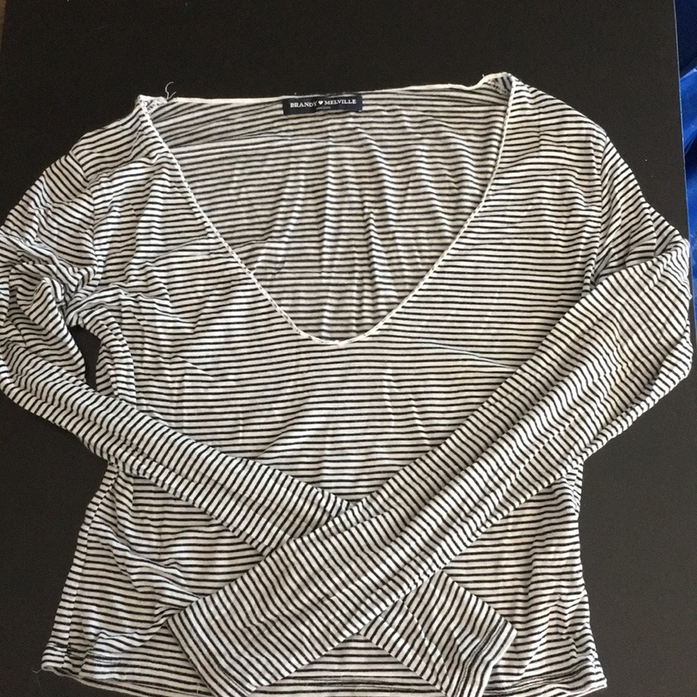 Brandy Melville Low Cut Crop Black/White Striped